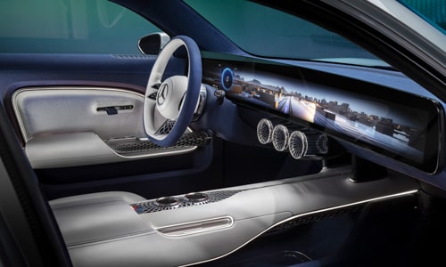 Une photo de l'intérieur de la nouvelle Mercedes électrique